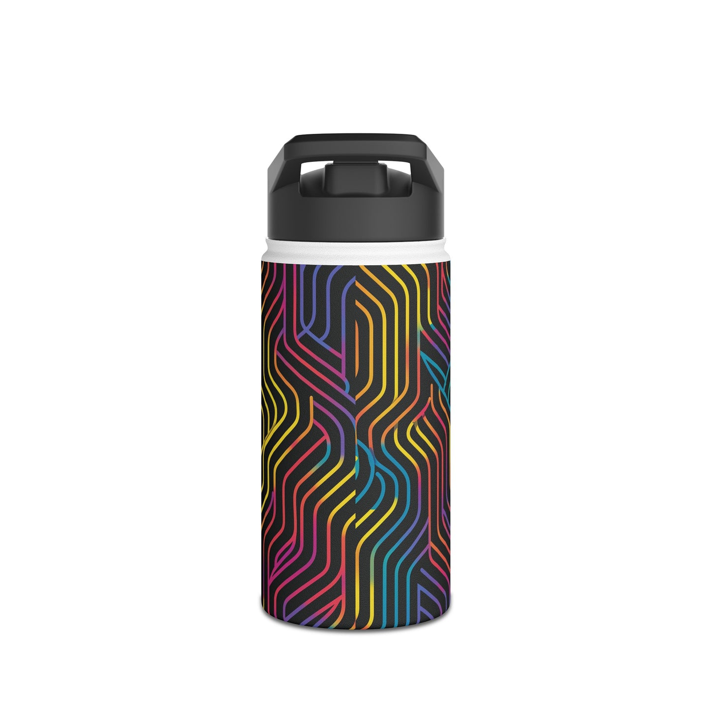 Geometric Illusion Vibrant Pattern Stainless Steel Water Bottle with Twist-on Lid and Double-Wall Vacuum Insulation