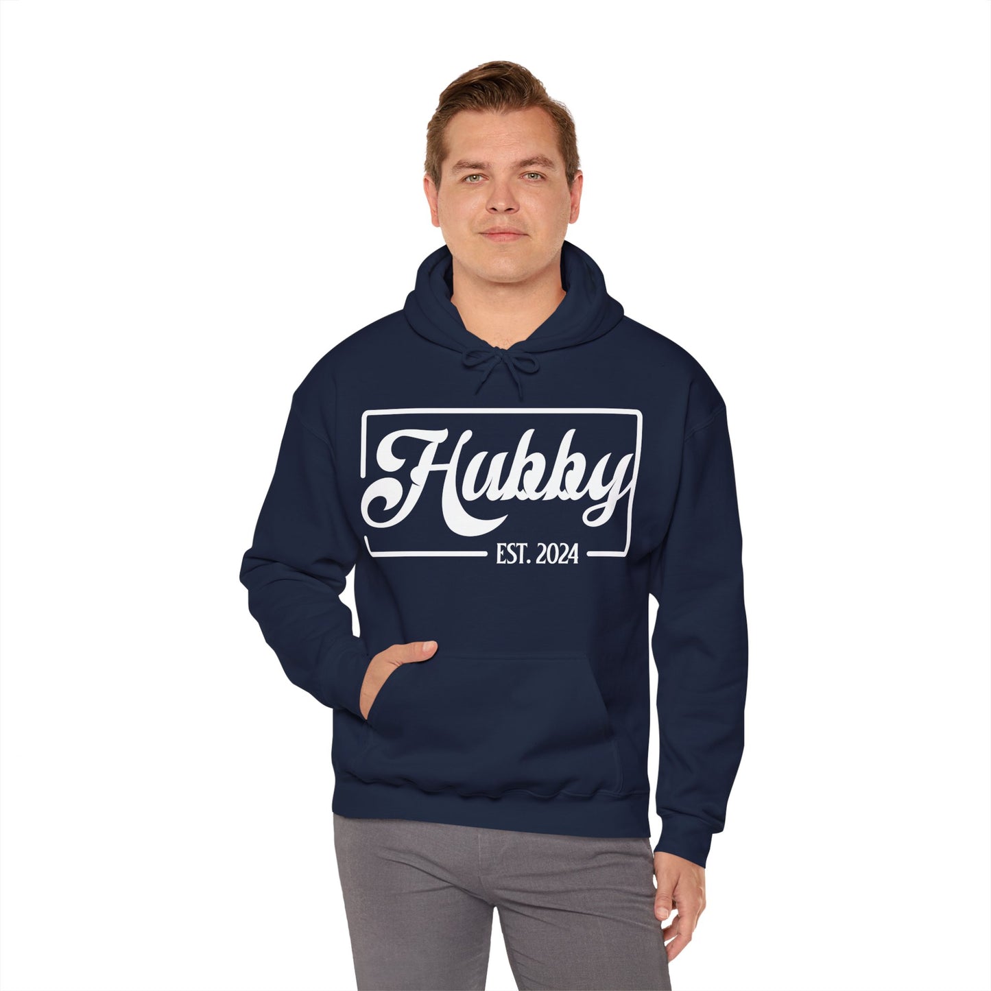 Hubby Est 2024 Just Married Honeymoon Wedding Couples Hoodie For Men Hoodie