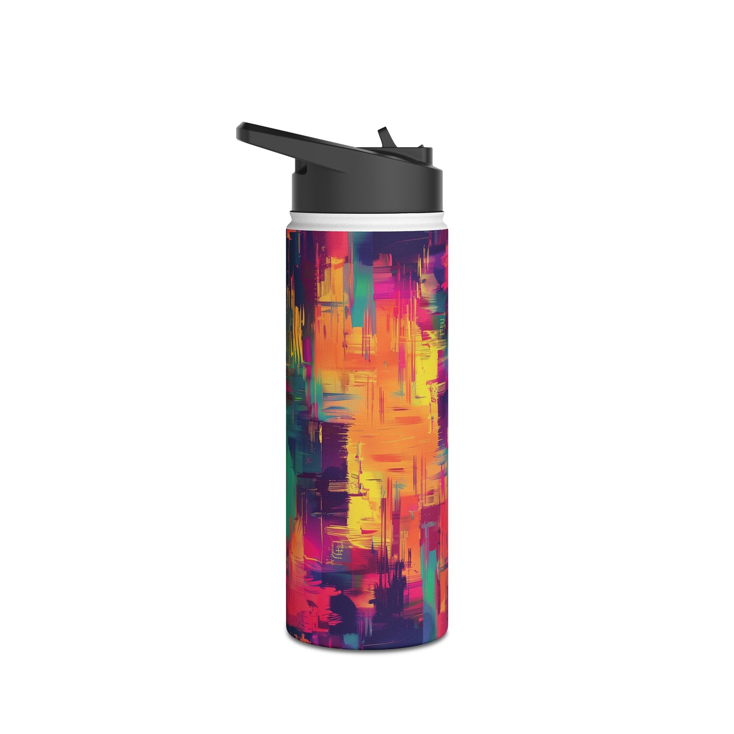 Glitch Art Pattern Stainless Steel Water Bottle with Twist-on Lid and Double-Wall Vacuum Insulation