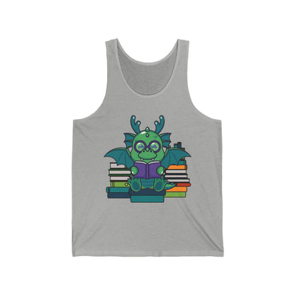 Funny Dragon and Books Nerds Cute Dragon Reading A Book Tank Top For Men Women Tank Top