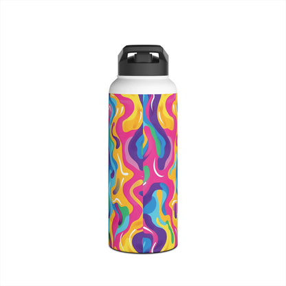 Rainbow Splash Pattern Stainless Steel Water Bottle with Twist-on Lid and Double-Wall Vacuum Insulation