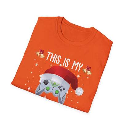 Funny This Is My Christmas Pajama Santa Hat Gamer Video Game Gaming T-Shirt