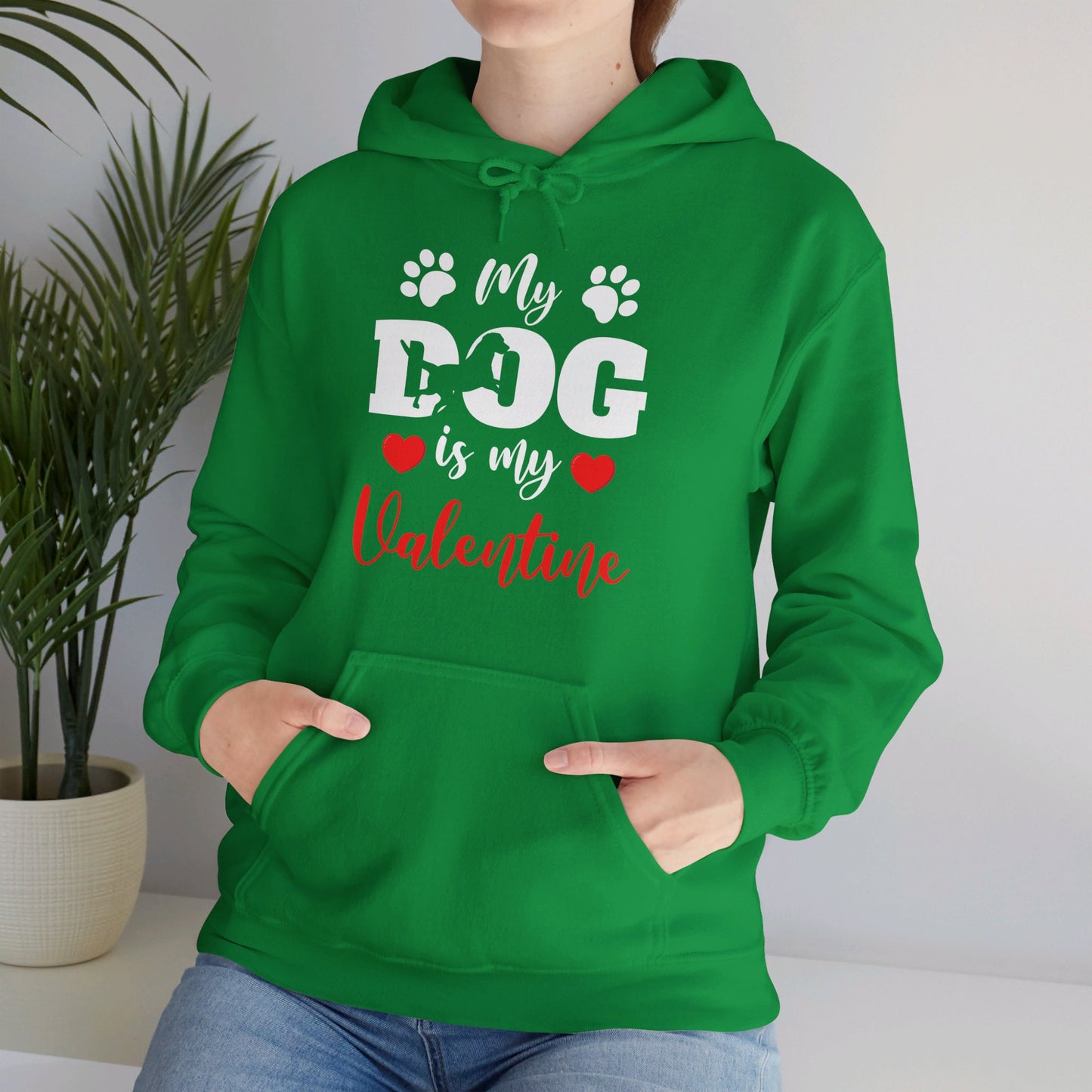 Funny My Dog is My Valentine Dog Lovers Hoodie For Men Women Hoodie