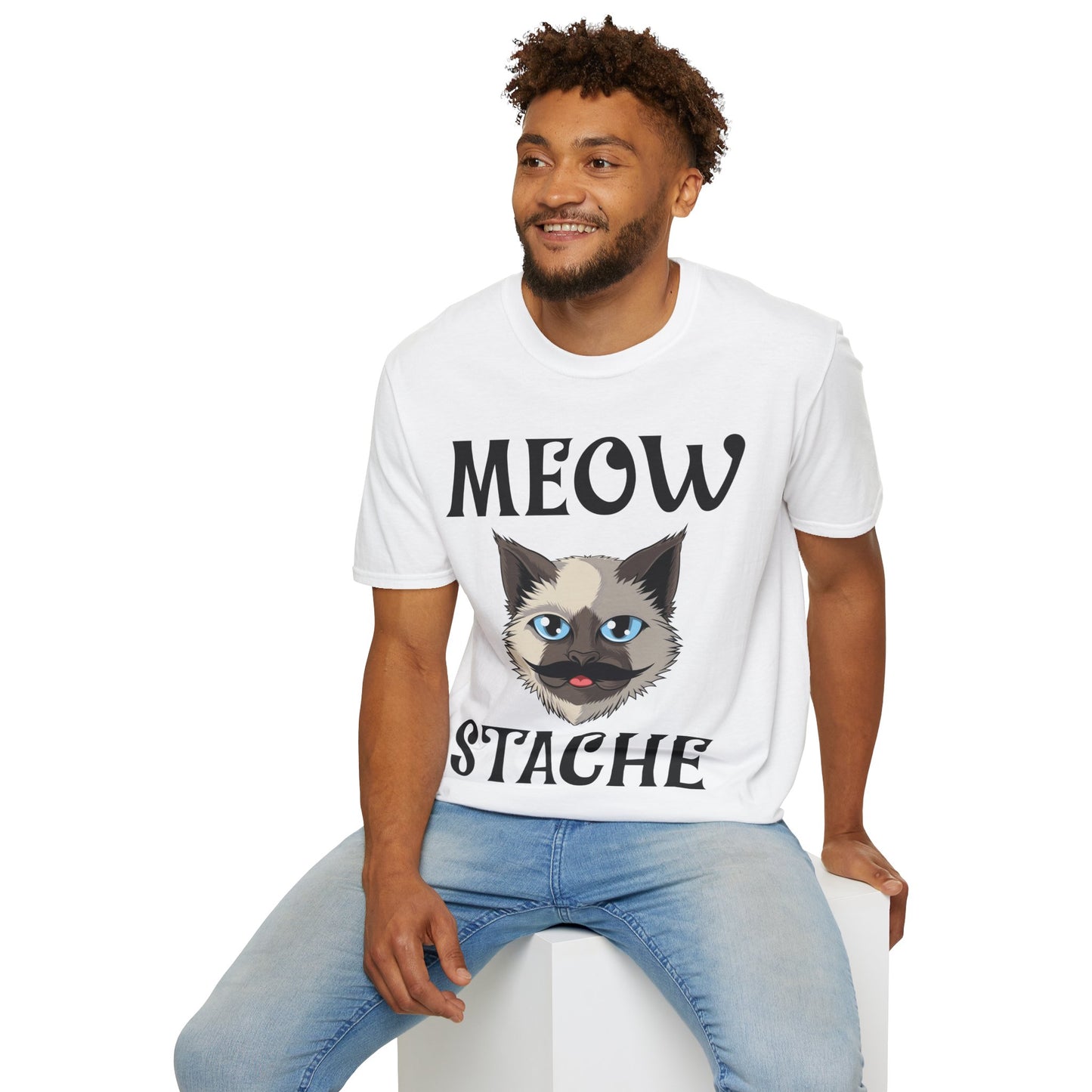 Meowstache Cat Mustache Moustache Beard Bearded Kitten Lovers T-Shirt For Men Women T-Shirt