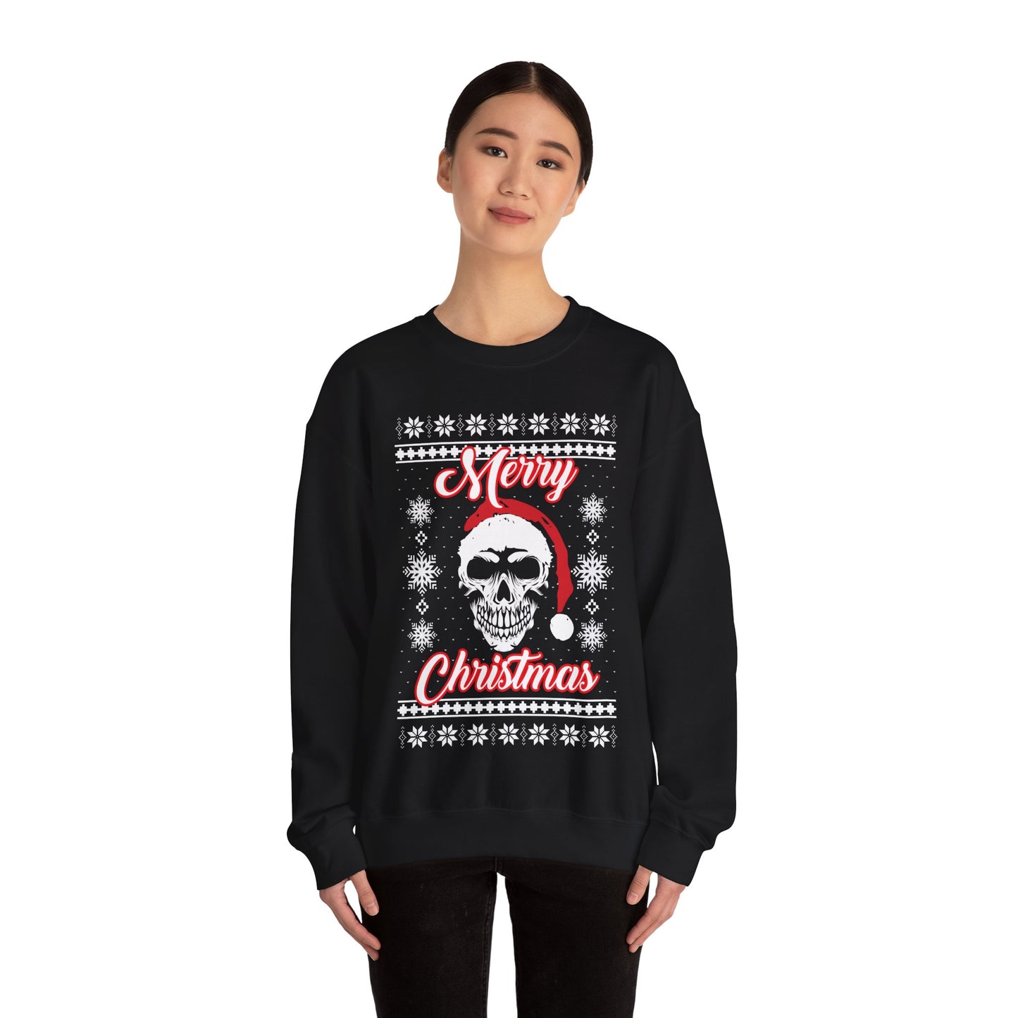 Merry Christmas Ugly Skull Holiday Xmas Jumper Crewneck Sweatshirt Sweater