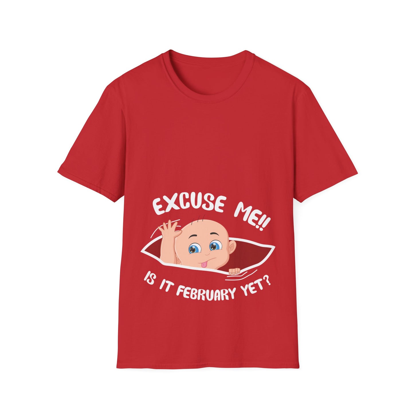 Personalized Month Womens Excuse Me Is It February Yet Cute Baby Girl Funny Pregnancy T-Shirt