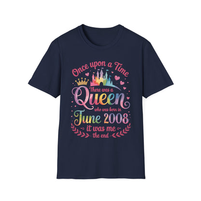 Funny 18 Years Old Birthday Girl 18 Birthday Queen June 2008 T-Shirt For Women