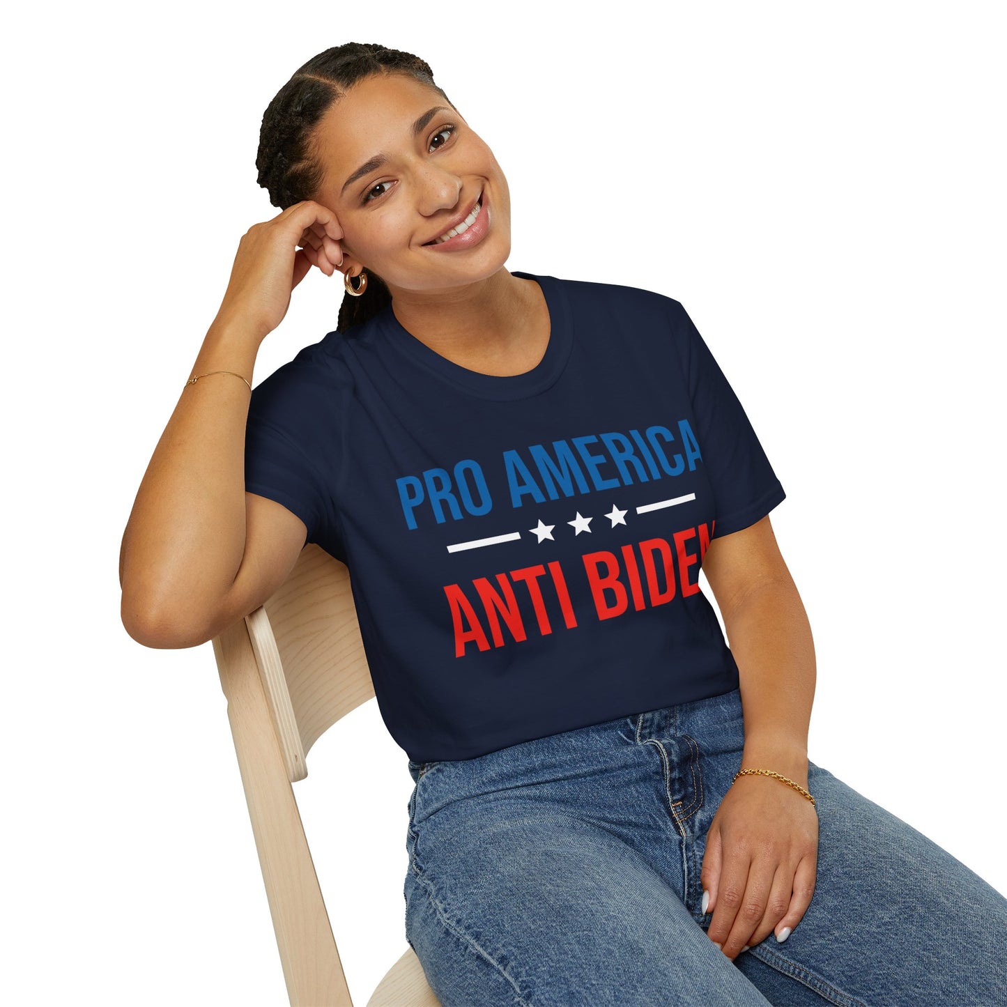 Pro America Anti Biden Flag Impeach Joe Biden Anti-Biden 8646 T-Shirt Men Women