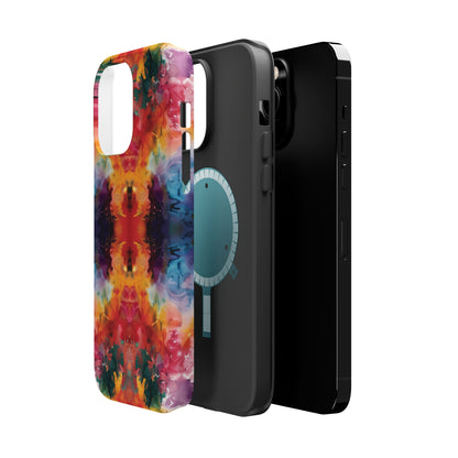 Tie-Dye Dream Vibrant Pattern iPhone 13 14 15 Pro Max Plus Case Compatible with MagSafe Tough Cases Protection, Magnetic Phone Case for iPhone  Classic Series