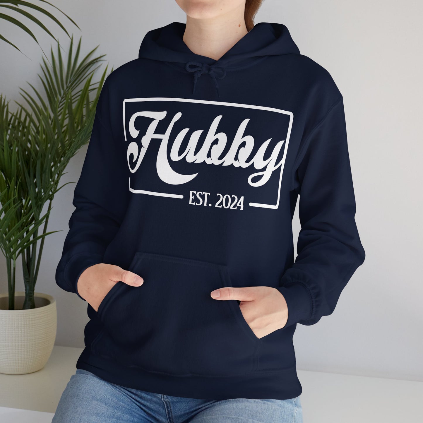 Hubby Est 2024 Just Married Honeymoon Wedding Couples Hoodie For Men Hoodie