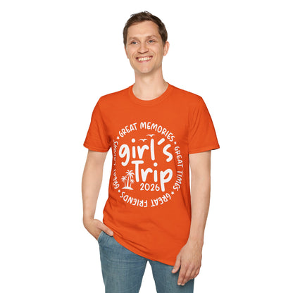 Girl's Trip 2026 Memories Friends Trip Matching Vacation T-Shirt For Men Women T-Shirt