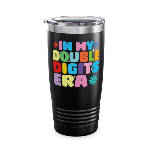 Funny In My Double Digits Era Retro 10 Year Old 10th Birthday Girl Tumbler For Men Women Kids Tumbler