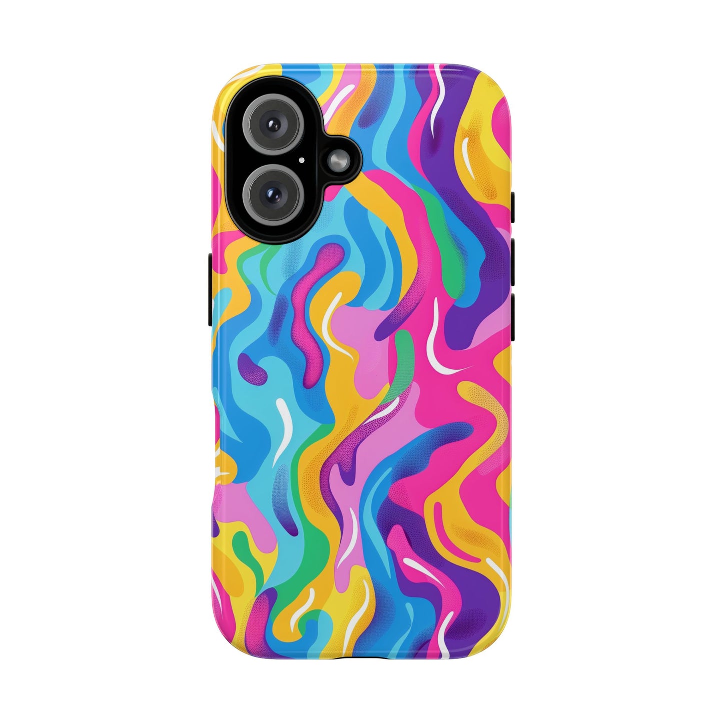 Rainbow Splash Pattern iPhone iPhone 13 14 15 16 Pro Max Plus Case Wireless Charging Compatible Tough Cases Protection, Magnetic Phone Case for iPhone Classic Series