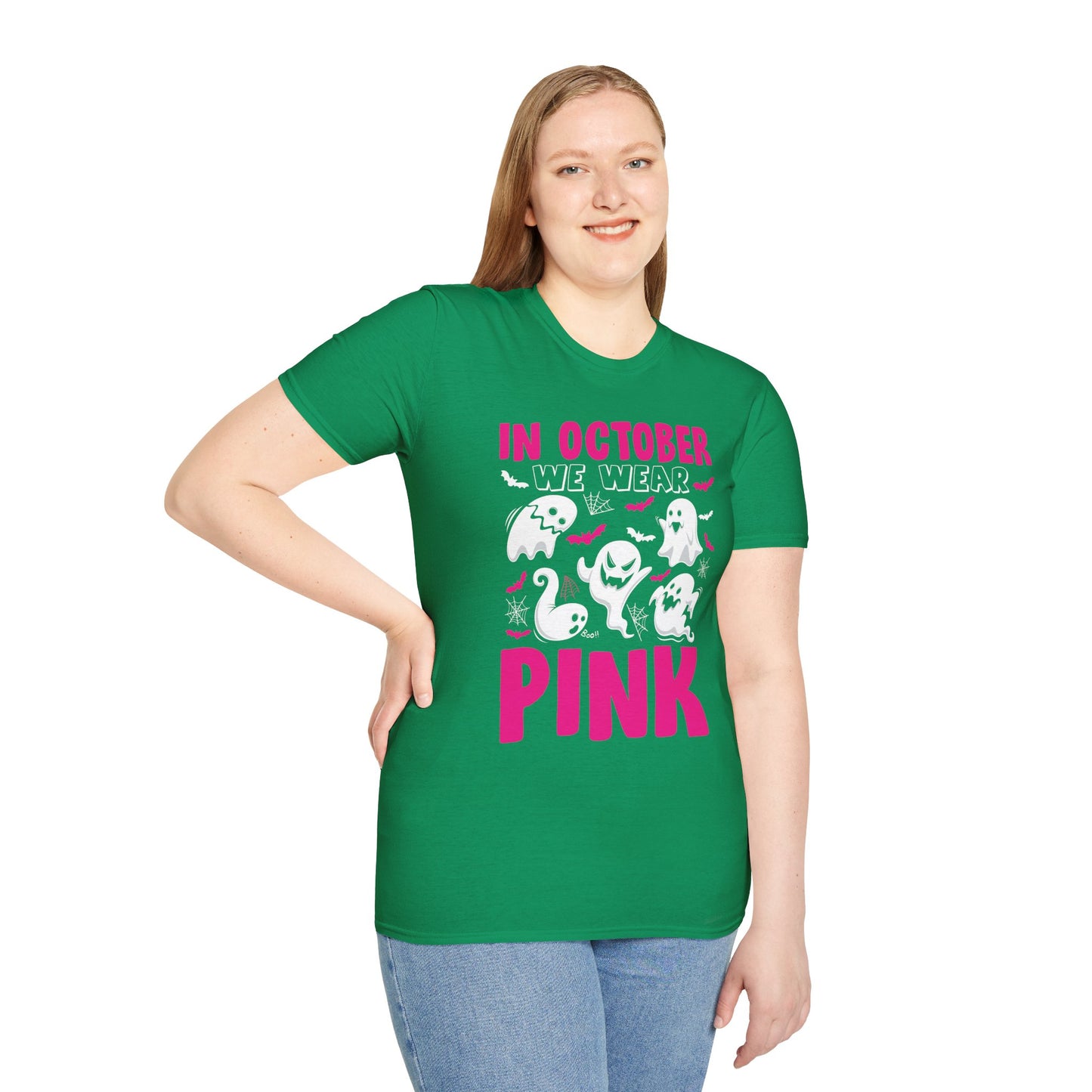 Groovy Wear Pink Breast Cancer Warrior Cute Ghost Halloween T-Shirt