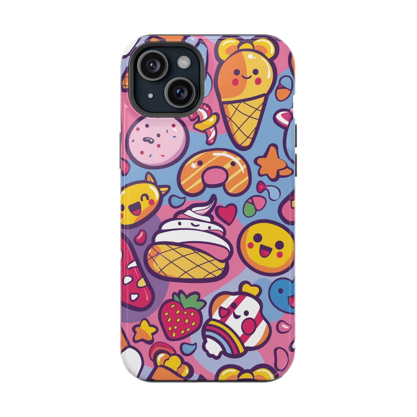 Kawaii Candyland Pattern iPhone 13 14 15 Pro Max Plus Case Compatible with MagSafe Tough Cases Protection, Magnetic Phone Case for iPhone  Classic Series