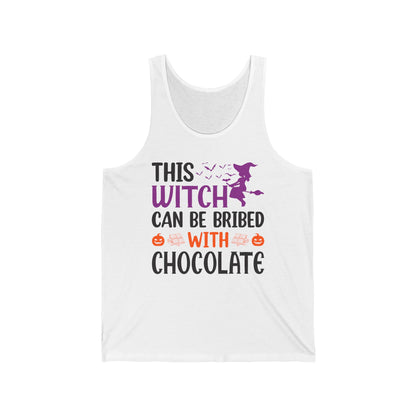 Funny Halloween This Witch Can Be Bribed With Chocolate Lovers Halloween Party Tank Top Girls Women