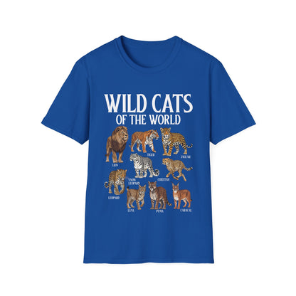 Wild Cats Animals of The World Educational Wild Animal Lover T-Shirt