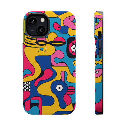 Pop Culture Fun Pattern iPhone 13 14 15 Pro Max Plus Case Compatible with MagSafe Tough Cases Protection, Magnetic Phone Case for iPhone  Classic Series