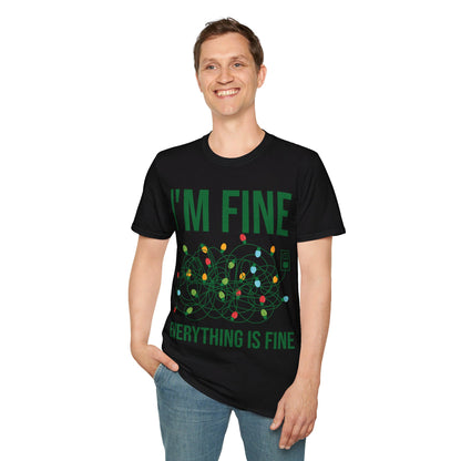 Funny I'm Fine Everything Is Fine Christmas Lights Xmas T-Shirt Men Women