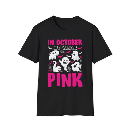 Groovy Wear Pink Breast Cancer Warrior Cute Ghost Halloween T-Shirt