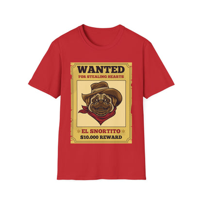 Vintage Pug Wanted Poster Cute Western Cowboy Funny Pug Dog T-Shirt For Men Women T-Shirt