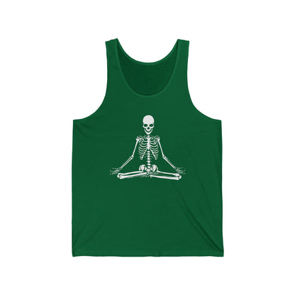 Meditating Skeleton Funny Freaky Yoga Zen Balance Halloween Costume Top for Men Women Tank top