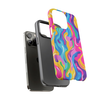 Rainbow Splash Pattern iPhone iPhone 13 14 15 16 Pro Max Plus Case Wireless Charging Compatible Tough Cases Protection, Magnetic Phone Case for iPhone Classic Series