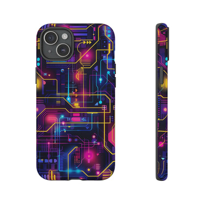 Cyberpunk Neon Vibrant Pattern iPhone 13 14 15 16 Pro Max Plus Case Wireless Charging Compatible Tough Cases Protection, Magnetic Phone Case for iPhone Classic Series