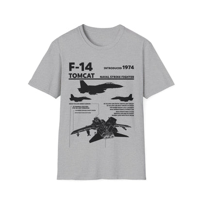 F-14 Tomcat Navy Fighter Jet Diagram Enthusiast T-Shirt For Men Women T-Shirt