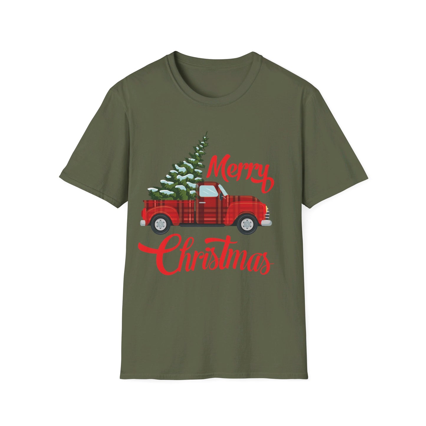 Merry Christmas Buffalo Plaid Red Truck Tree Xmas T-Shirt Men Women