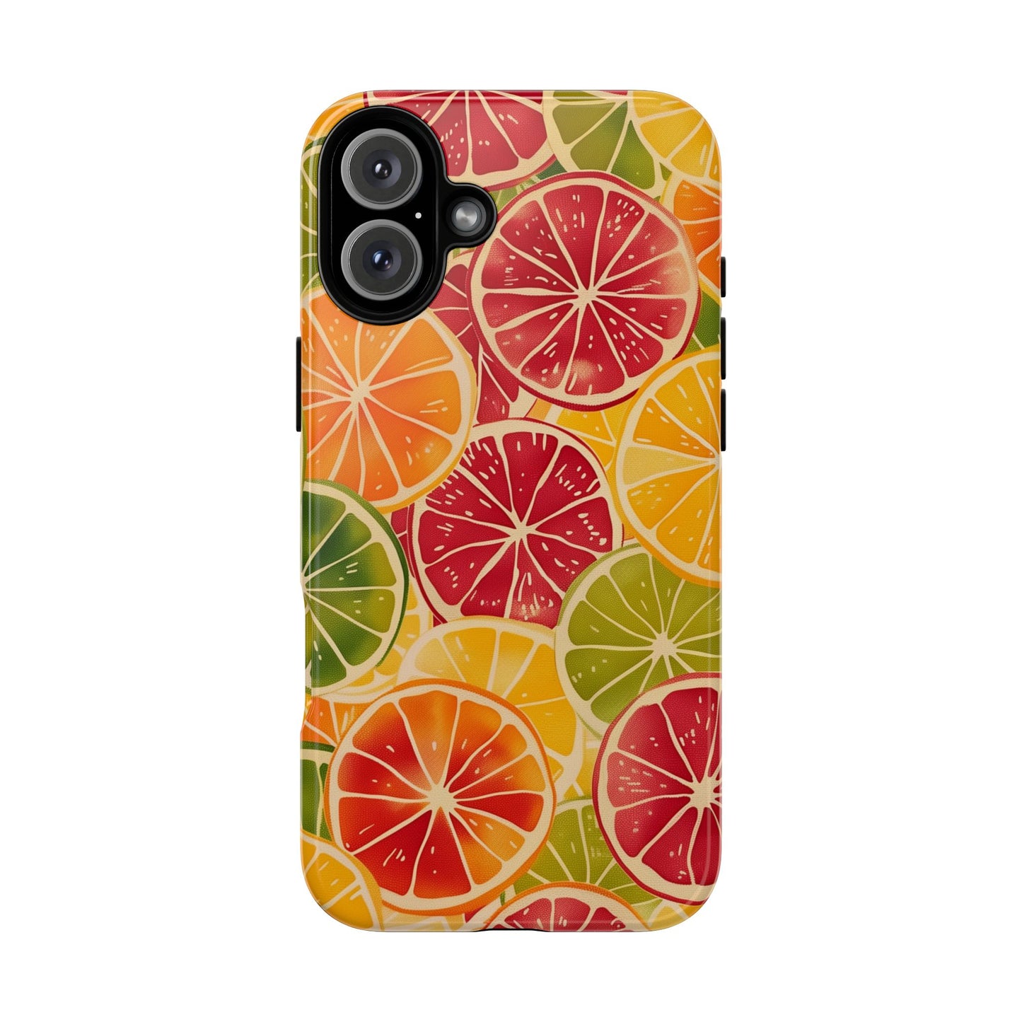 Citrus Burst Vibrant Color Pattern iPhone 13 14 15 16 Pro Max Plus Case Wireless Charging Compatible Tough Cases Protection, Magnetic Phone Case for iPhone Classic Series