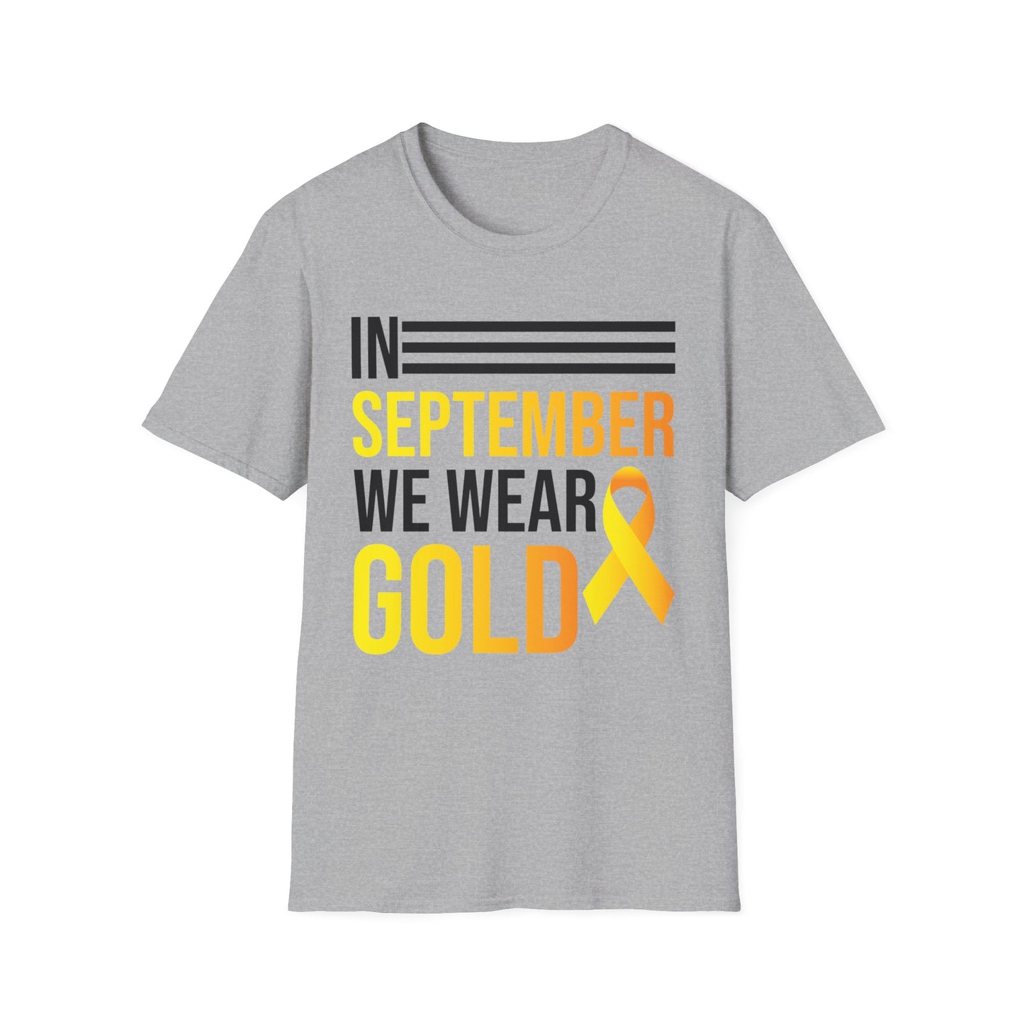 In September We Wear Gold Childhood Cancer Awareness Shirt for Men Women T-Shirt