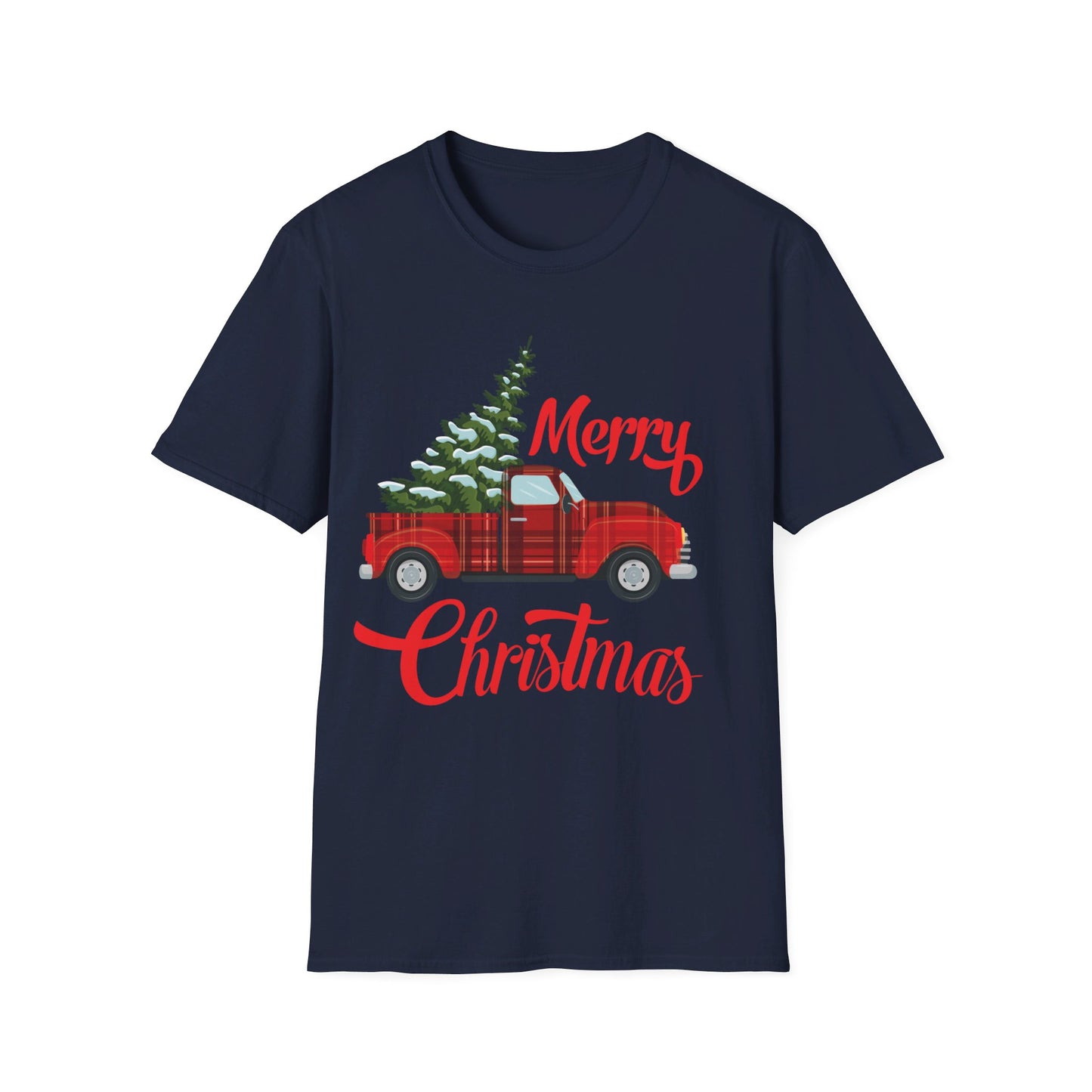 Merry Christmas Buffalo Plaid Red Truck Tree Xmas T-Shirt Men Women