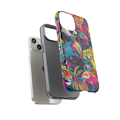 Animal Collage Pattern iPhone 13 14 15 16 Pro Max Plus Case Wireless Charging Compatible Tough Cases Protection, Magnetic Phone Case for iPhone Classic Series