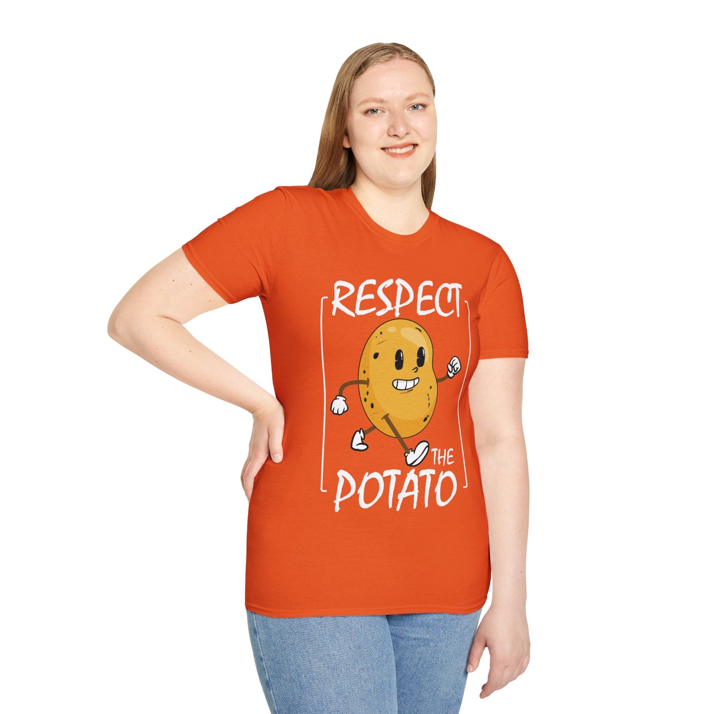 Funny Respect The Potato Gift Men Cute Root Vegetable Lovers Vegan T-Shirt For Men Women T-Shirt