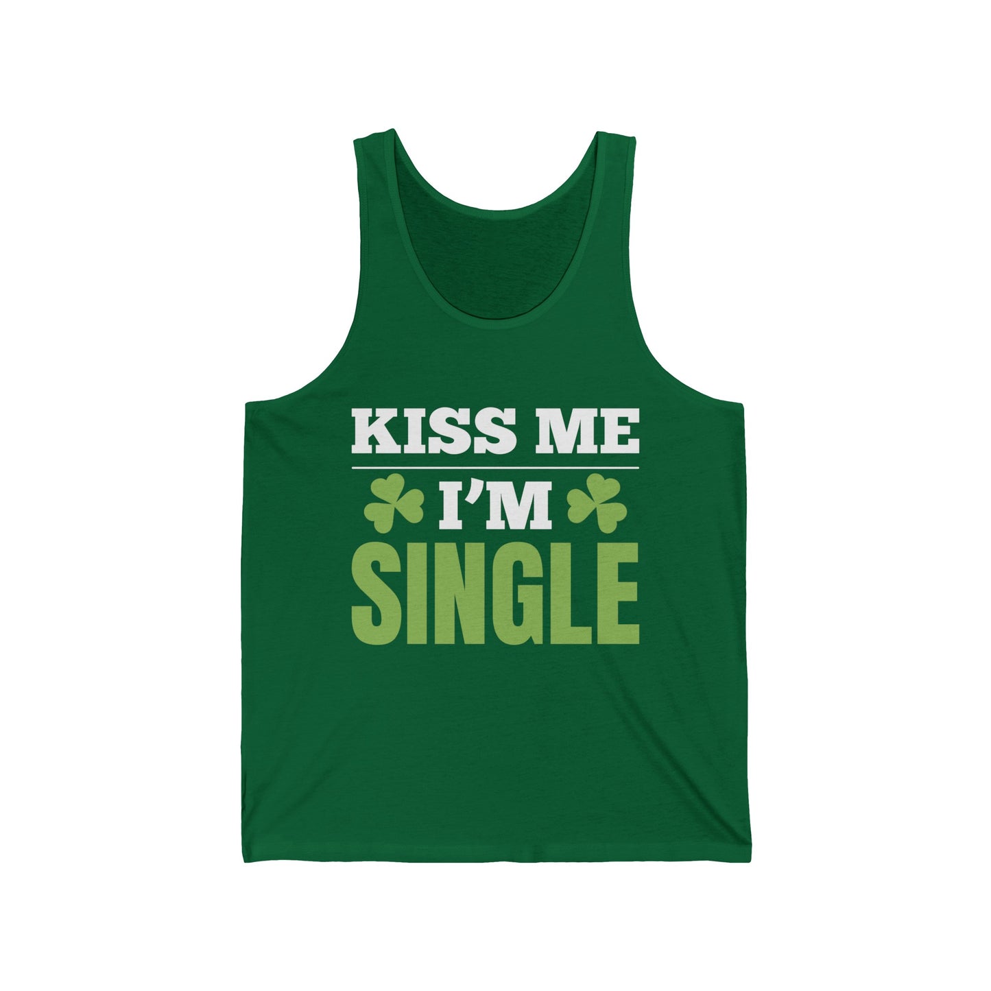 Kiss Me I'm Single Tank Top St Patrick Day Tank Tops for Men Women