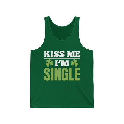 Kiss Me I'm Single Tank Top St Patrick Day Tank Tops for Men Women