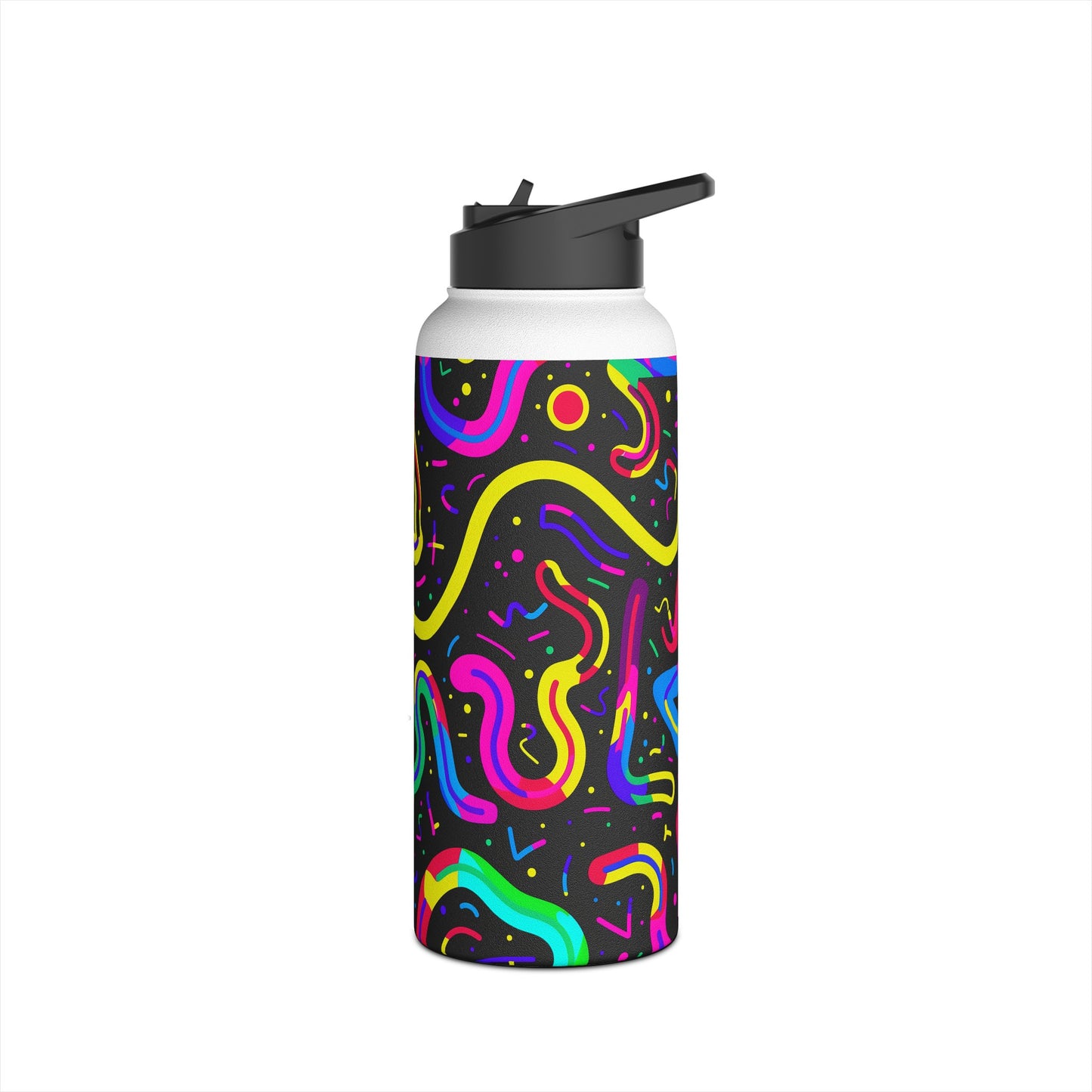 Neon Pattern Stainless Steel Water Bottle with Twist-on Lid and Double-Wall Vacuum Insulation