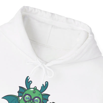 Funny Dragon and Books Nerds Cute Dragon Reading A Book Hoodie For Men Women Hoodie