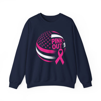 Volley Ball Pink Ribbon Breast Cancer Awearness USA Flag Sweatshirt For Men Women