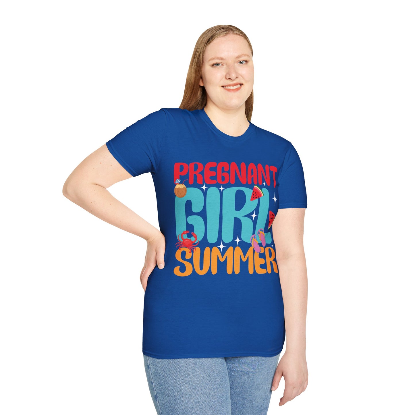 Groovy Pregnancy Reveal Pregnant Girl Summer T-Shirt For Baby Shower T-Shirt