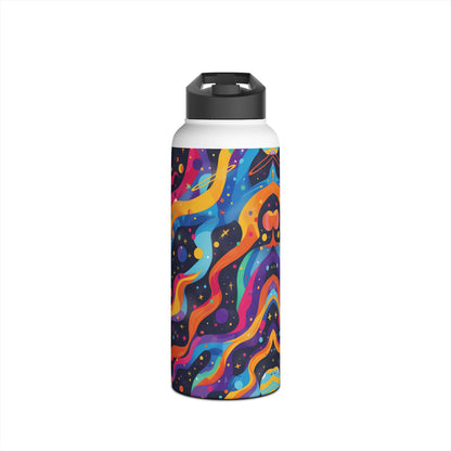 Planetary Parade Vibrant Pattern Stainless Steel Water Bottle with Twist-on Lid and Double-Wall Vacuum Insulation