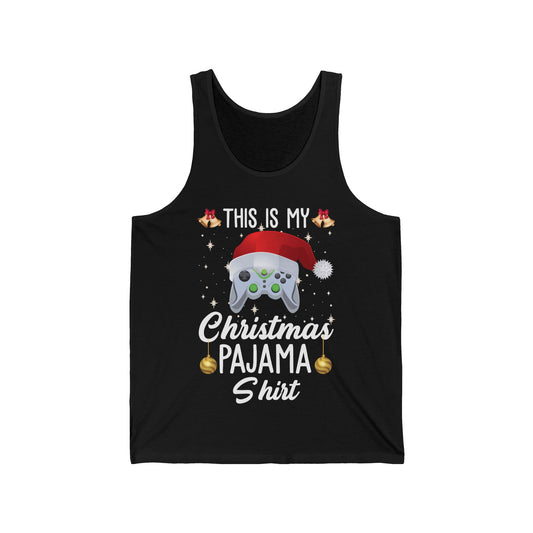 Funny This Is My Christmas Pajama Santa Hat Gamer Video Game Gaming Tank Top