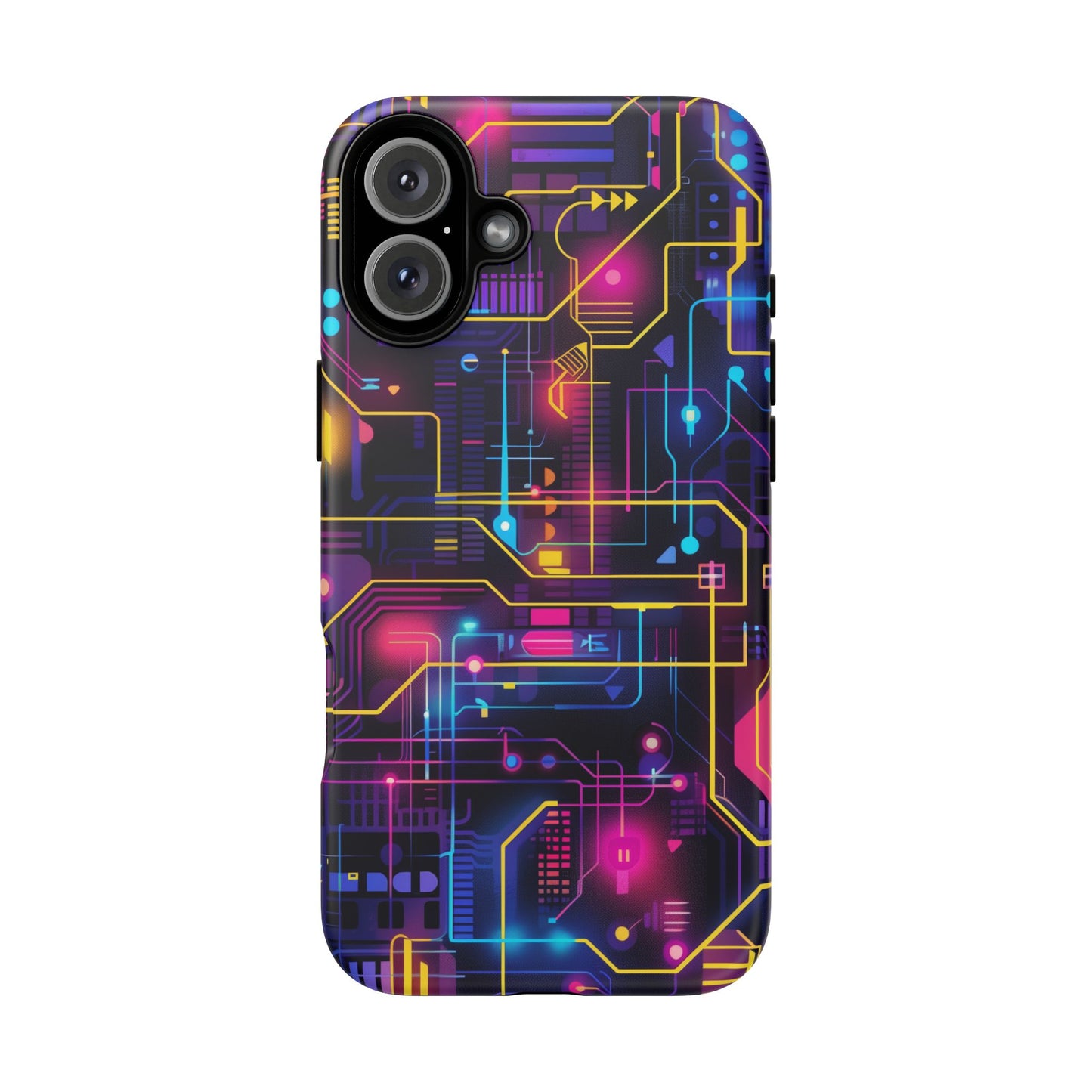 Cyberpunk Neon Vibrant Pattern iPhone 13 14 15 16 Pro Max Plus Case Wireless Charging Compatible Tough Cases Protection, Magnetic Phone Case for iPhone Classic Series