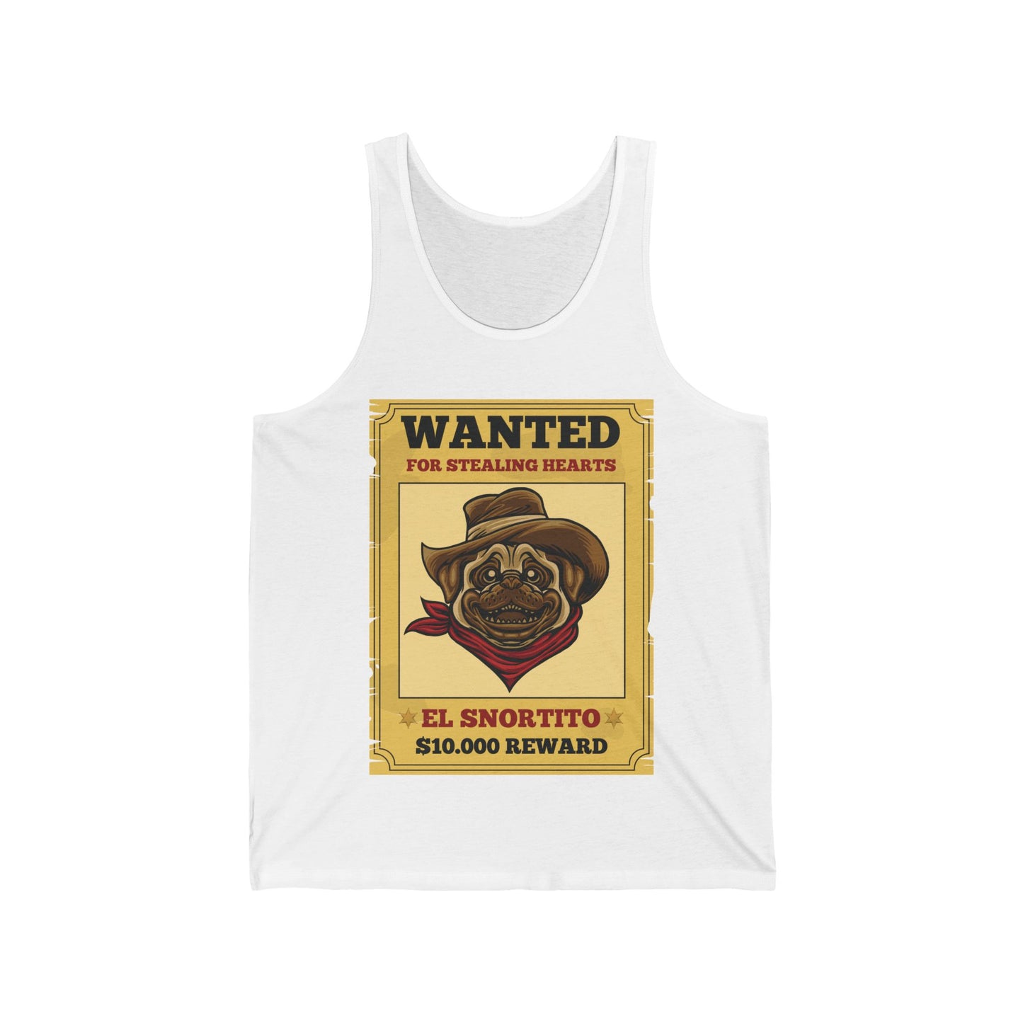 Vintage Pug Wanted Poster Cute Western Cowboy Funny Pug Dog Tank Top For Men Women Tank Top