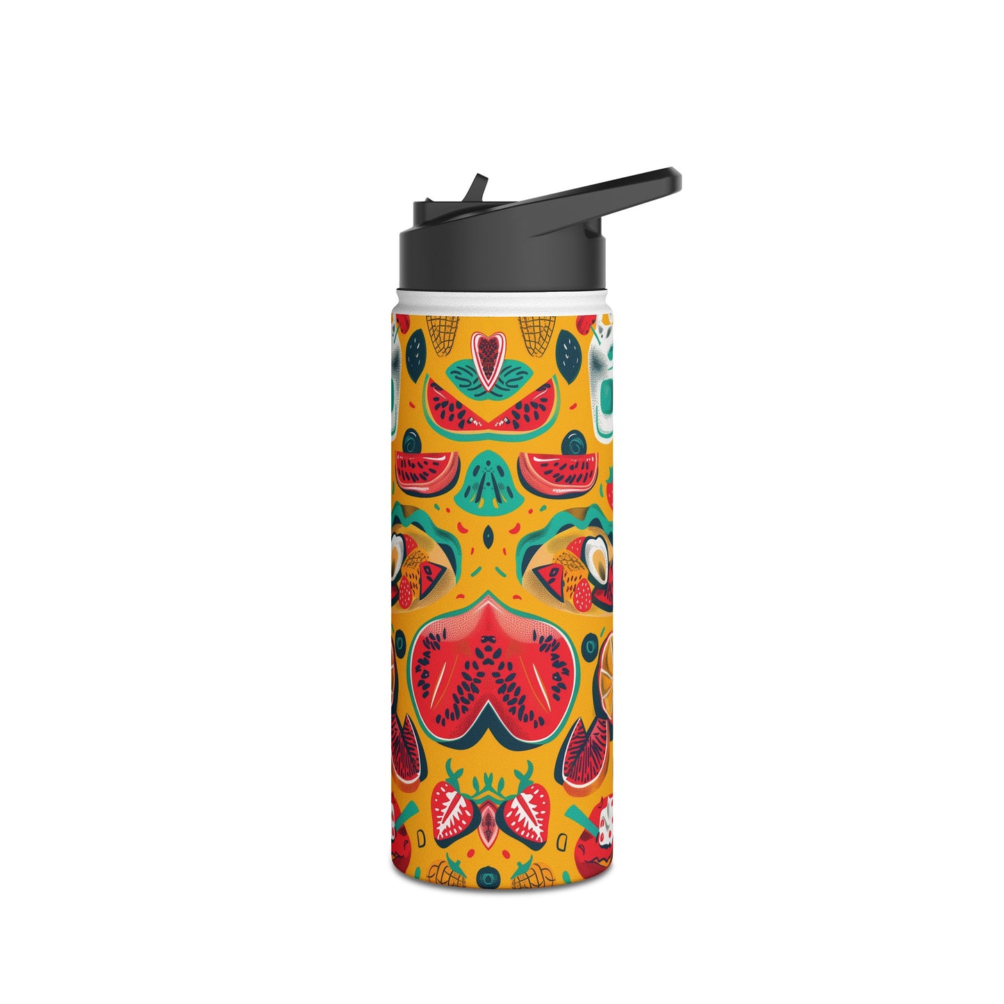 Food Paradise vibrant Colored Pattern Stainless Steel Water Bottle with Twist-on Lid and Double-Wall Vacuum Insulation