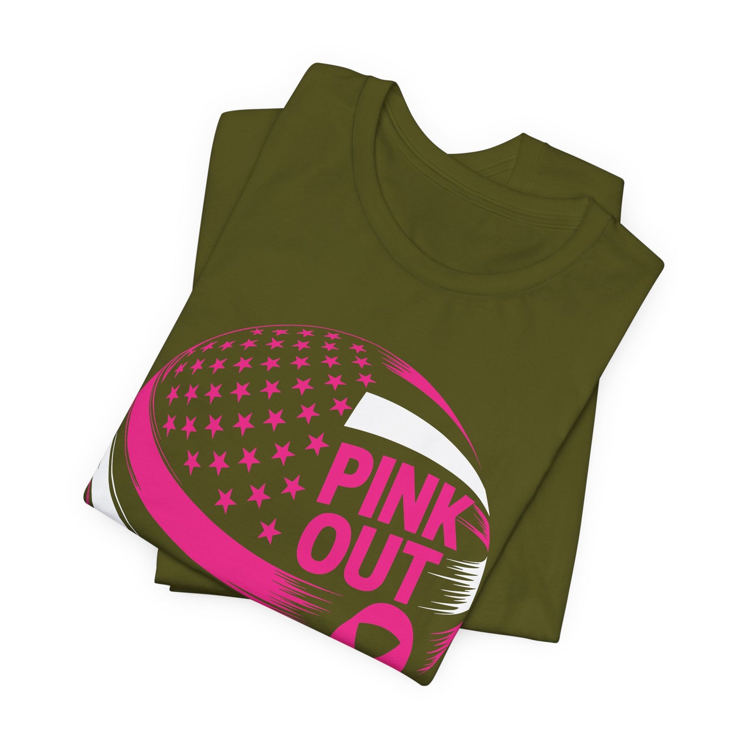 Volley Ball Pink Ribbon Breast Cancer Awearness USA Flag T-Shirt For Men Women