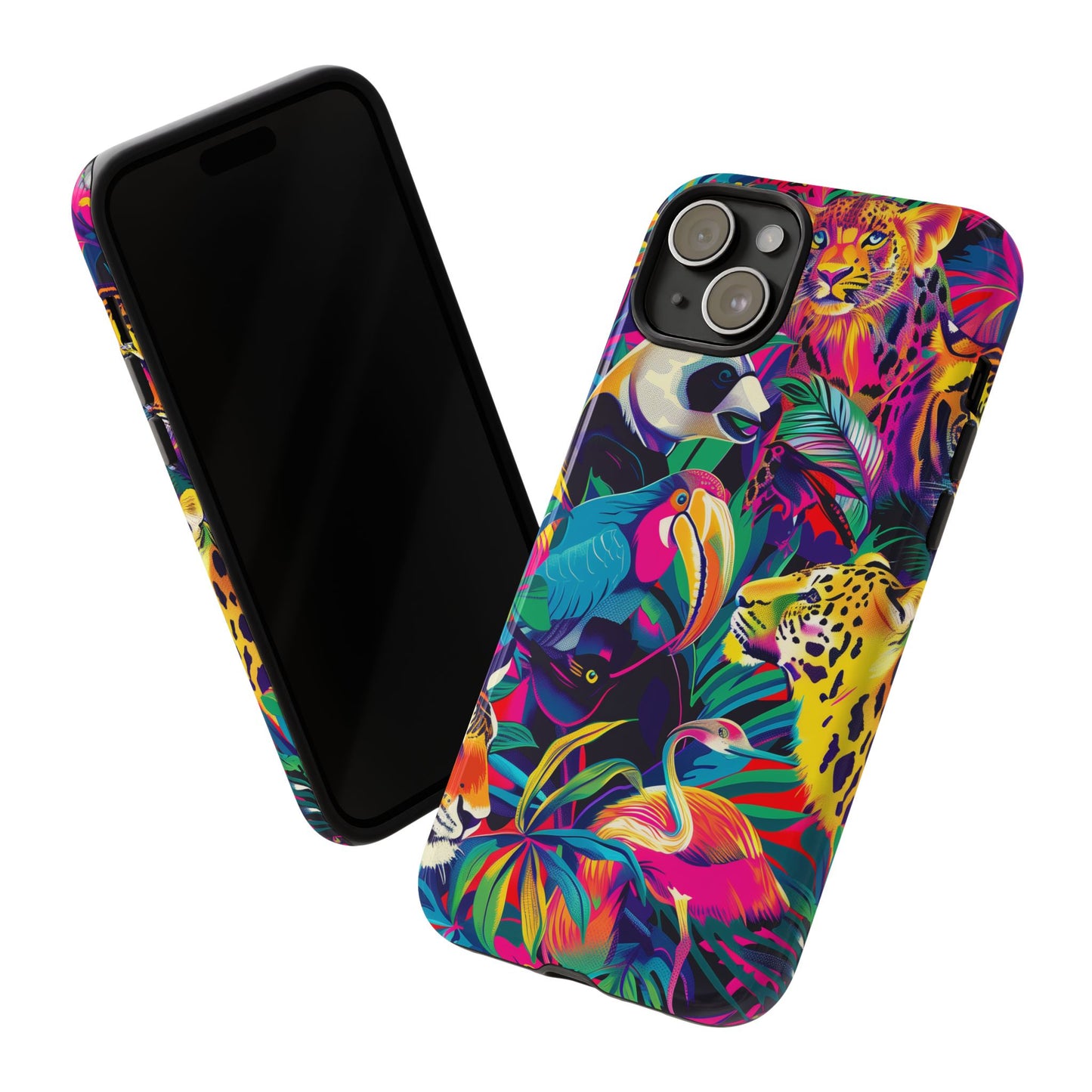 Animal Collage Pattern iPhone 13 14 15 16 Pro Max Plus Case Wireless Charging Compatible Tough Cases Protection, Magnetic Phone Case for iPhone Classic Series