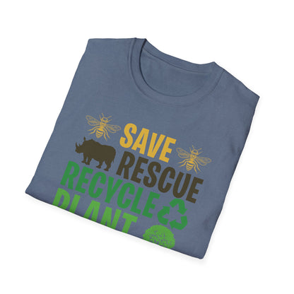 Save Bees Rescue Animals Recycle Plastic Care Earth Day T-Shirt