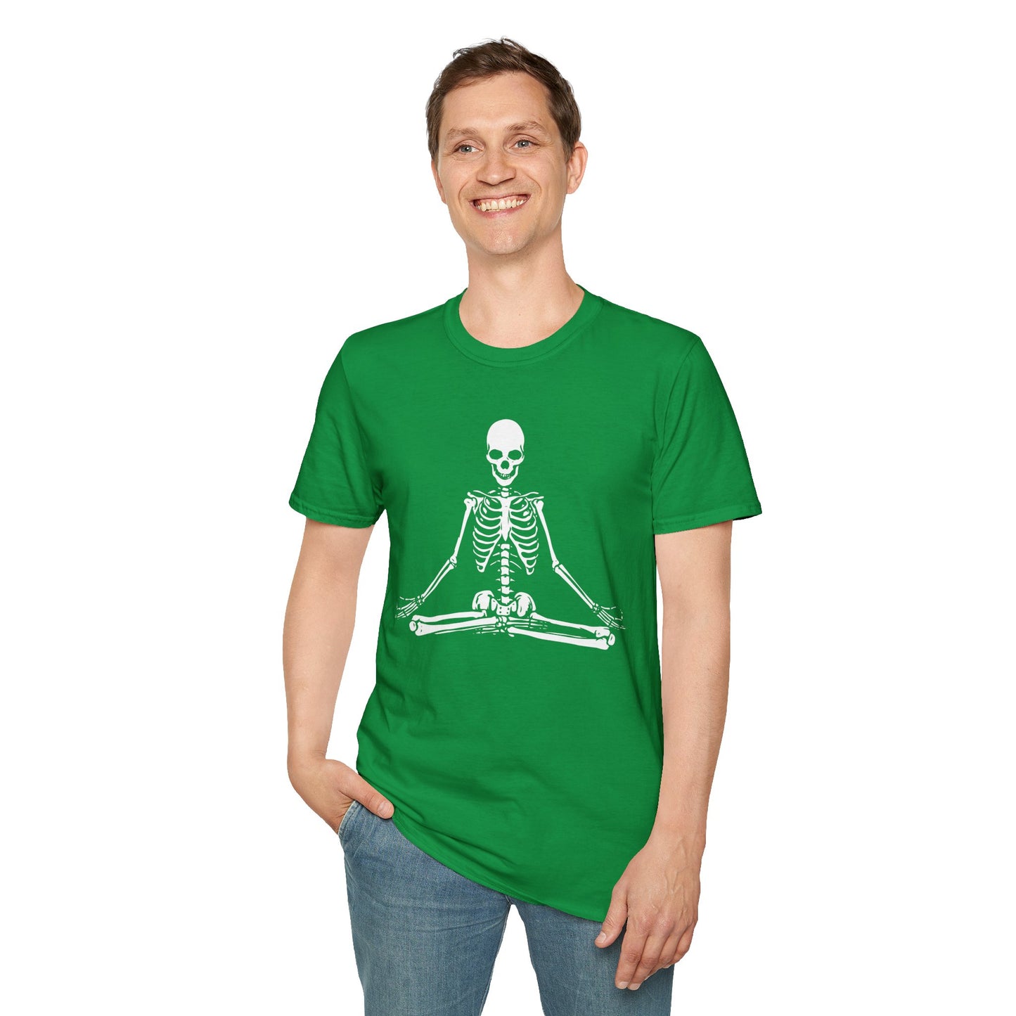 Meditating Skeleton Funny Freaky Yoga Zen Balance Halloween Costume Shirt for Men Women T-Shirt